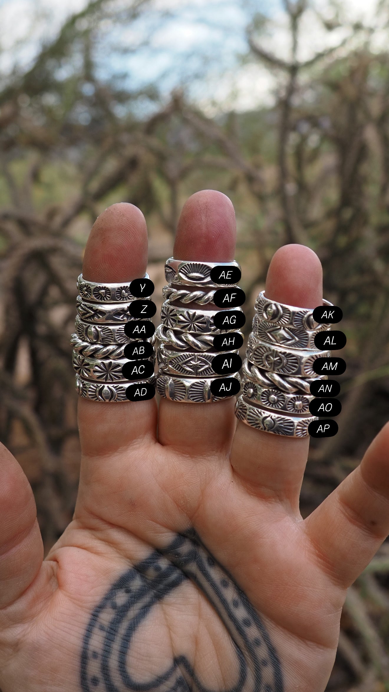Sterling Silver Half Round and Twist Stacker Rings