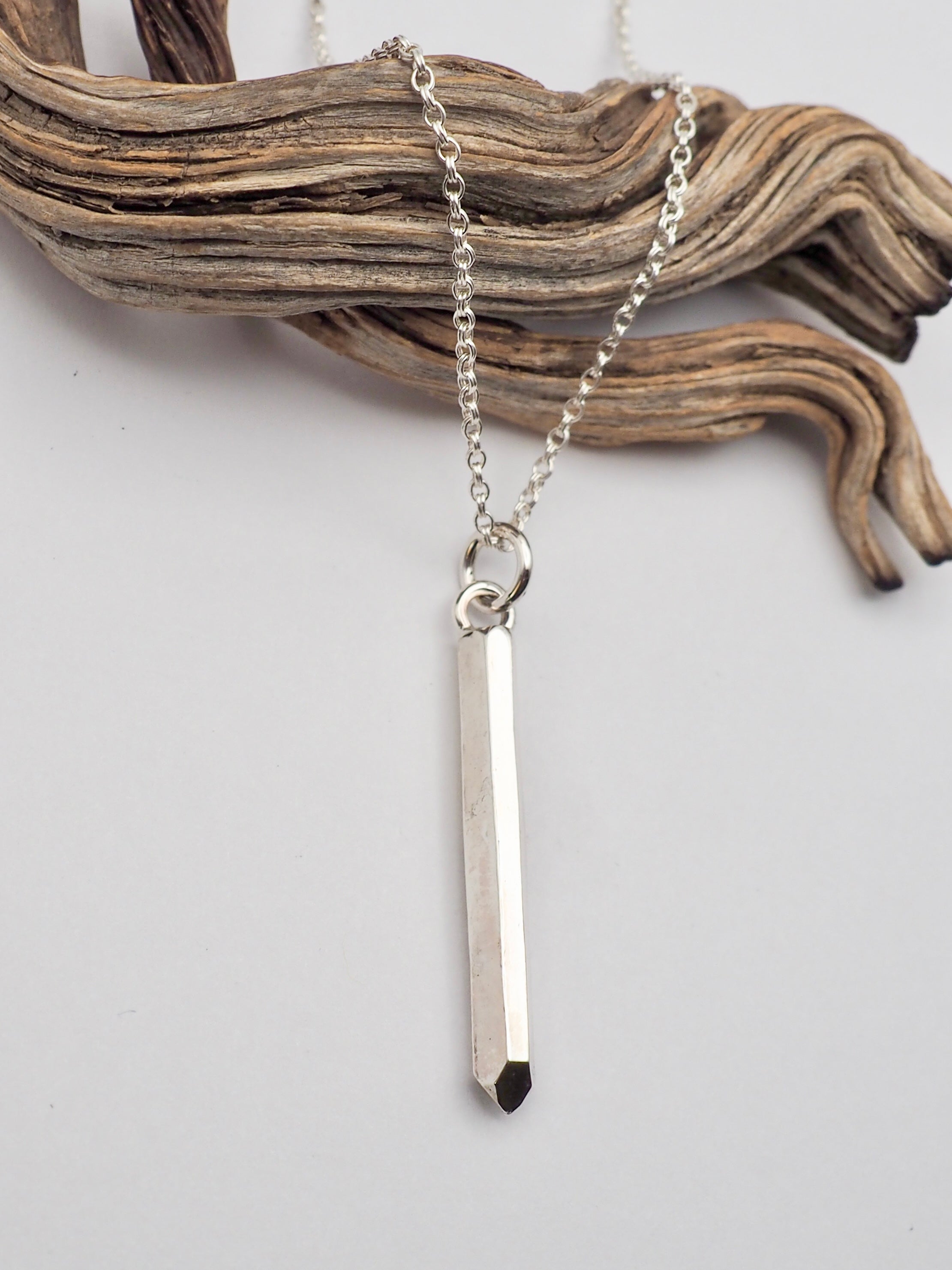 Large Cast Crystal Sterling Silver Necklace