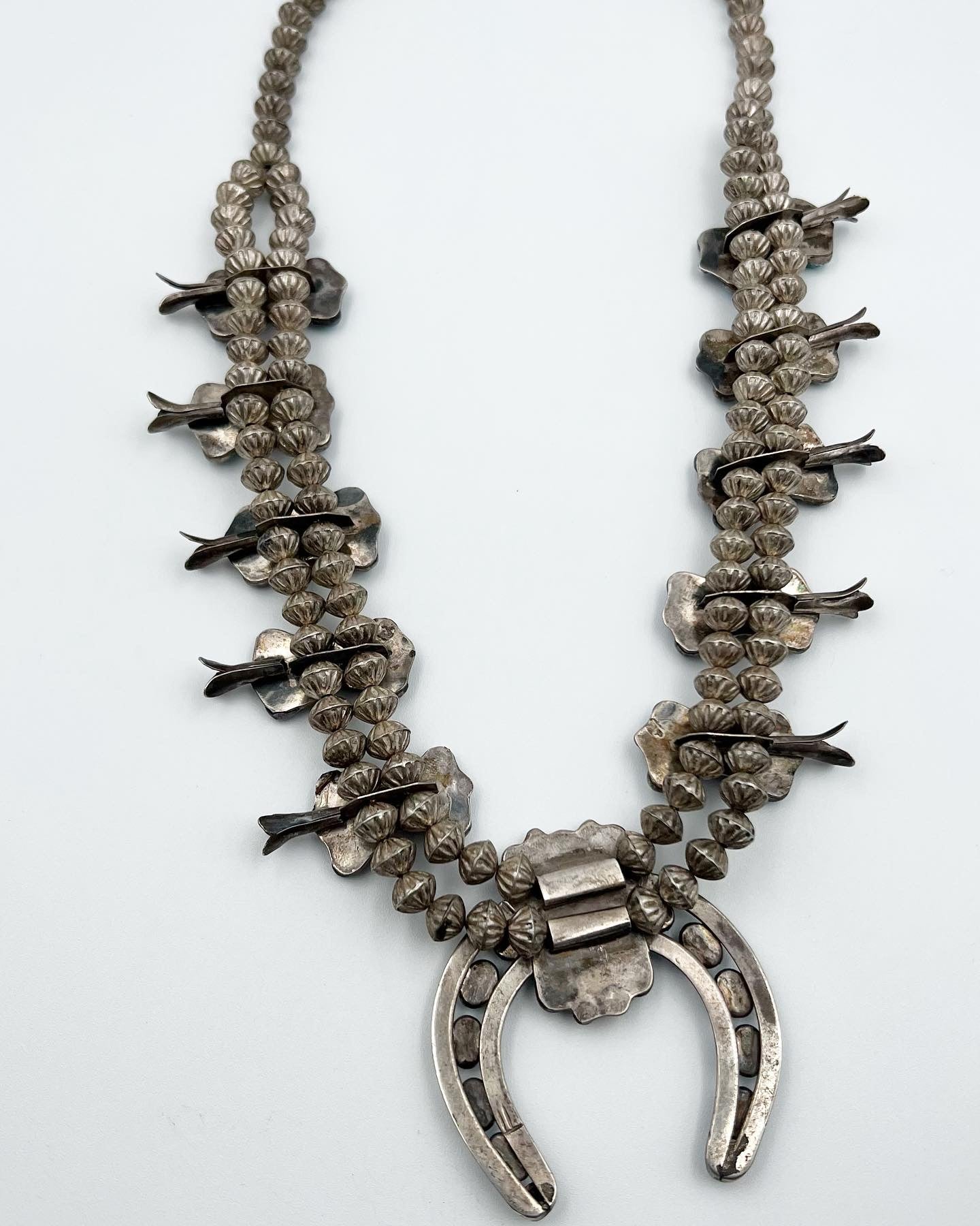 Vintage Persian Turquoise Squash Blossom Necklace