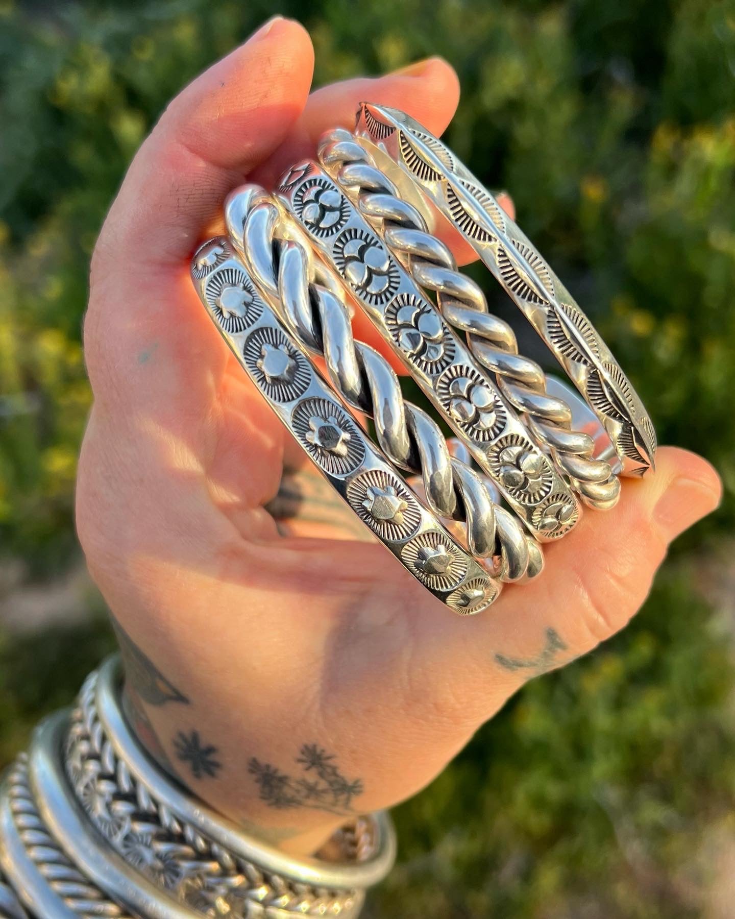 MTO Desert Poppy Hand Stamped Heavyweight Stacker Cuff