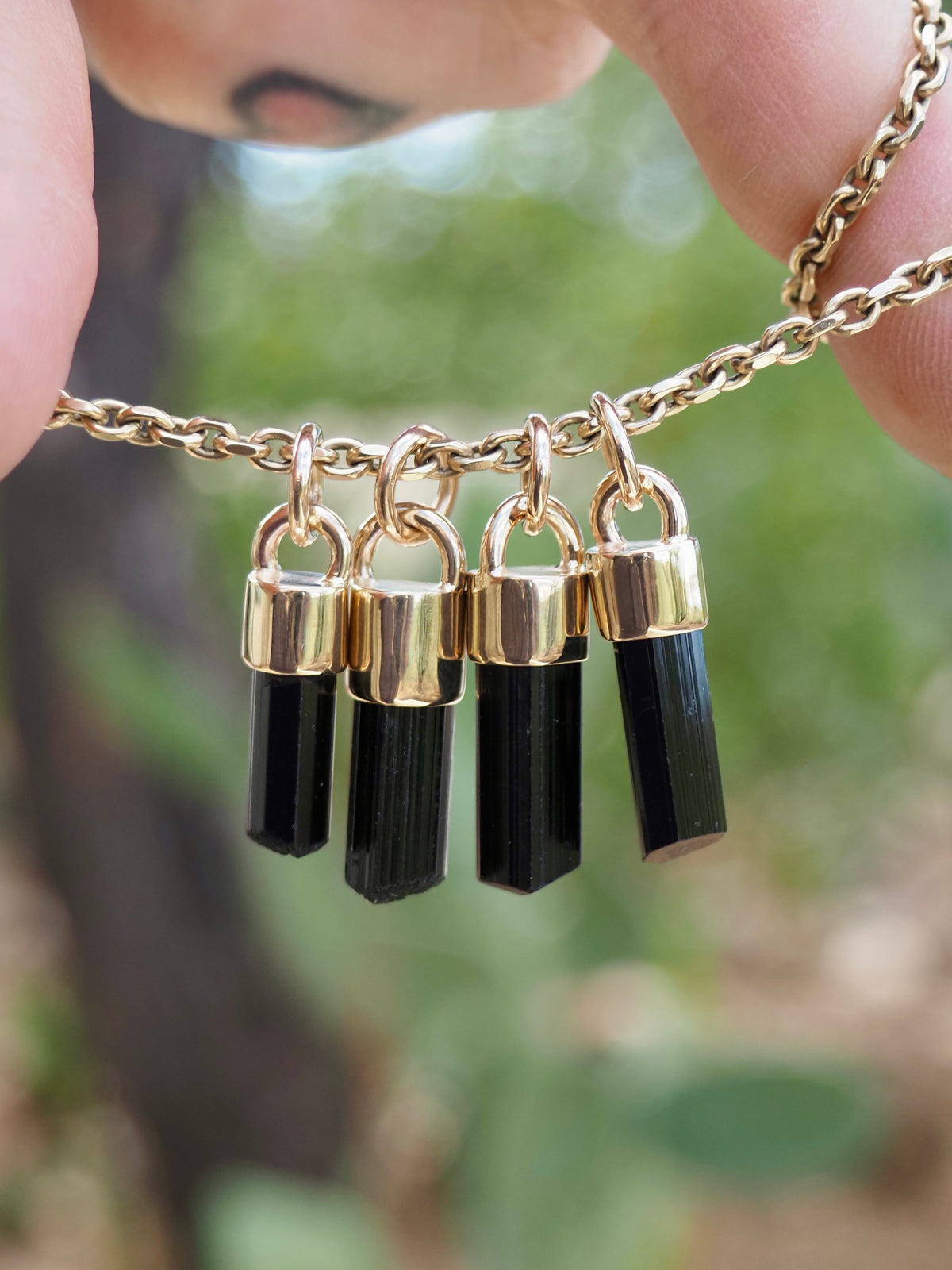 Black Tourmaline 14k Gold Talisman