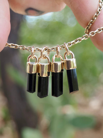 Black Tourmaline 14k Gold Talisman