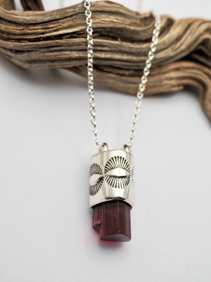 Rubellite Tourmaline Eye Talisman Necklace