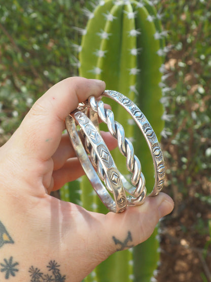 Heavyweight 6g Fine Silver Twist Bangle S/M