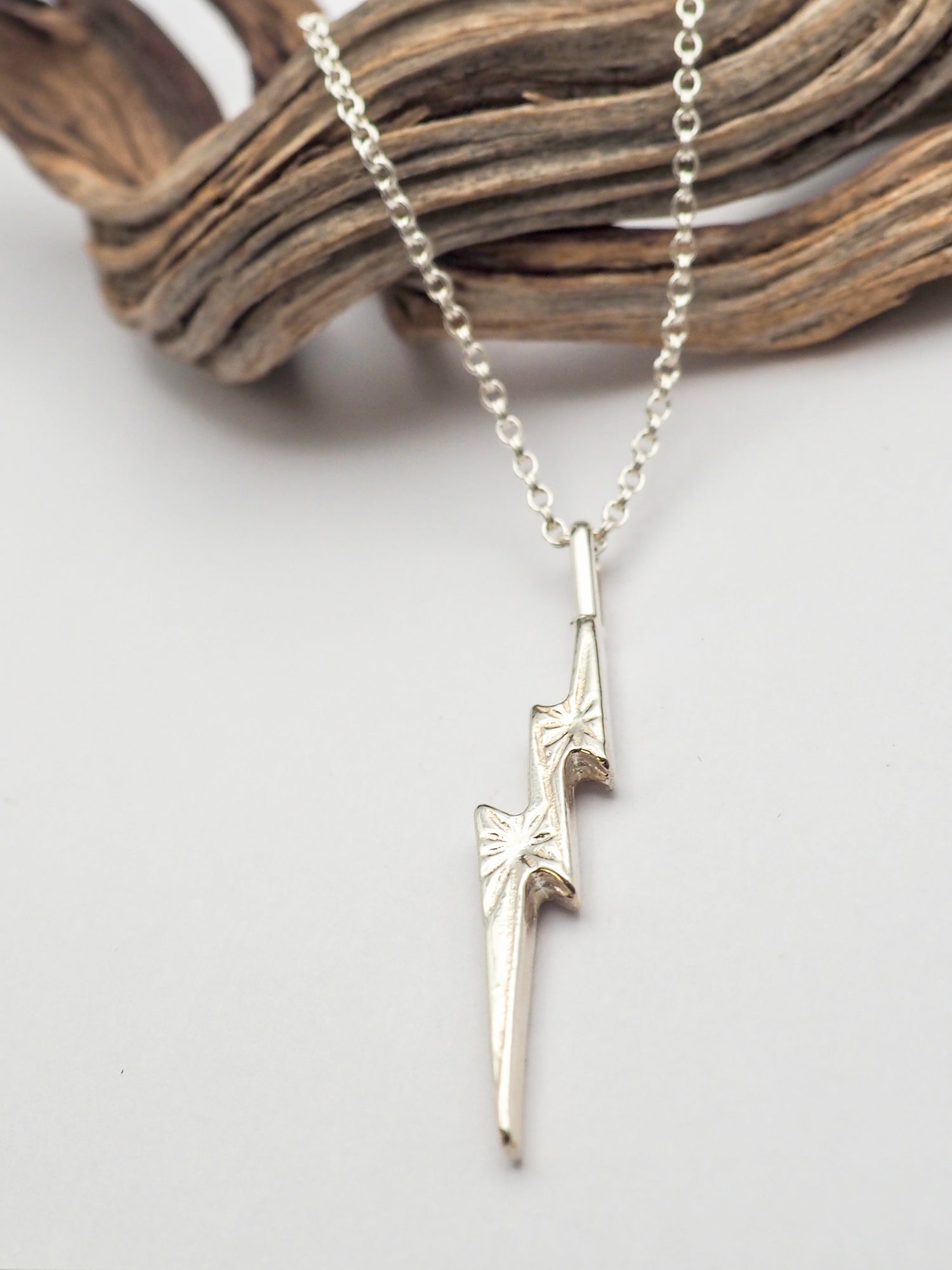 Sterling Silver Lightning Bolt Necklace