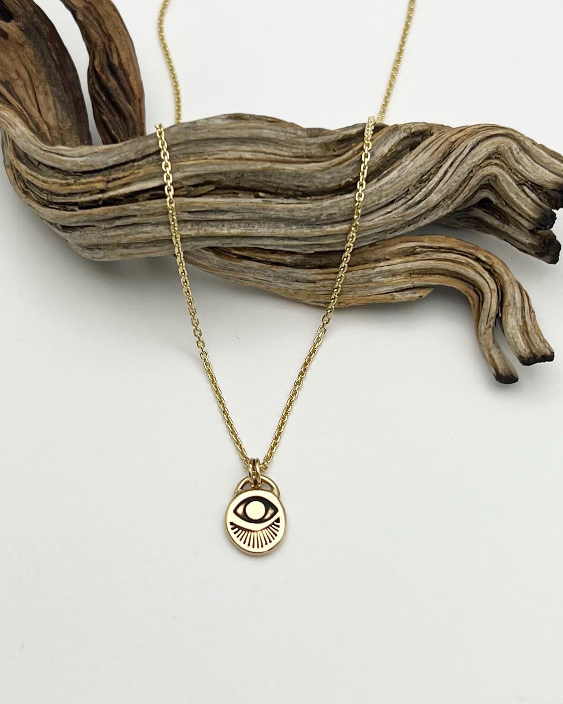 14k Gold Lucky Eye Pendant Necklace (H)