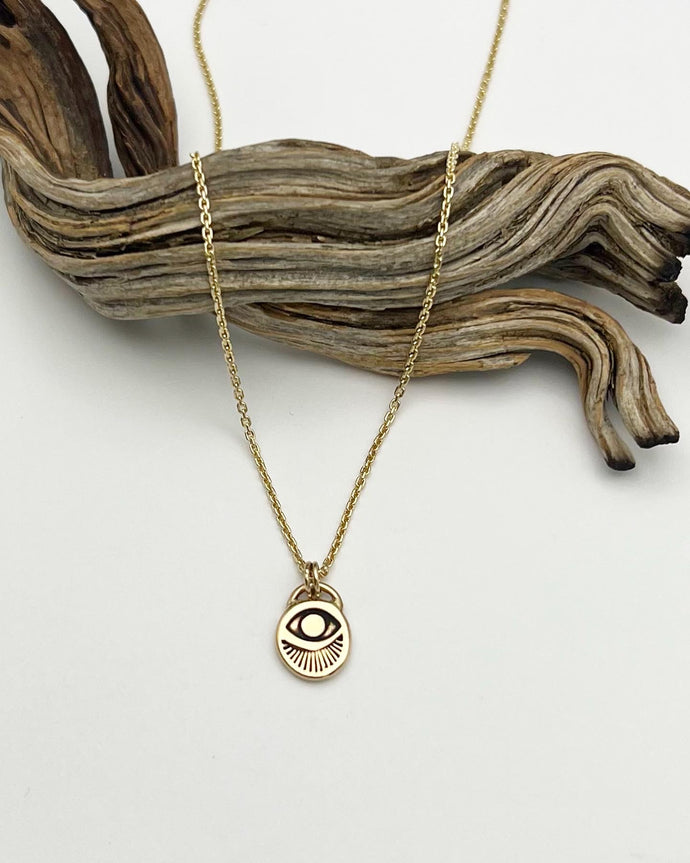 14k Gold Lucky Eye Pendant Necklace (H)