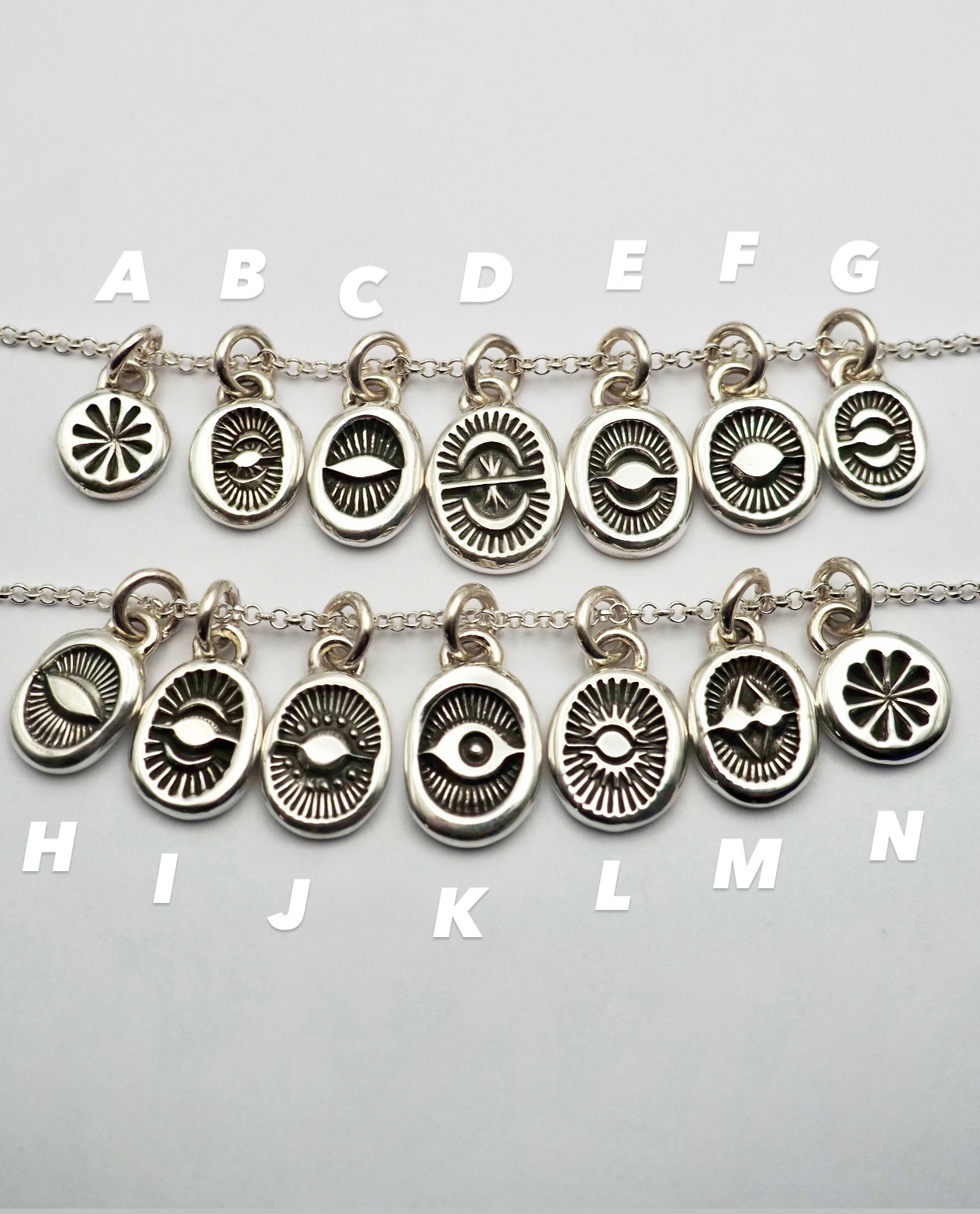 Sterling Silver Hand Stamped Mini Pendant Necklace