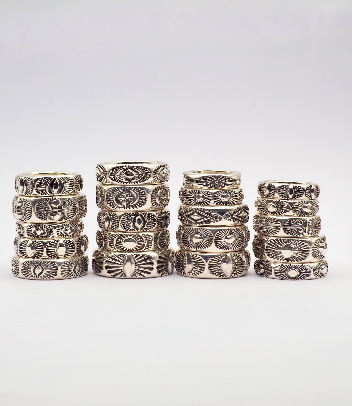 Hand Stamped Sterling Silver Half Round Stacker Rings
