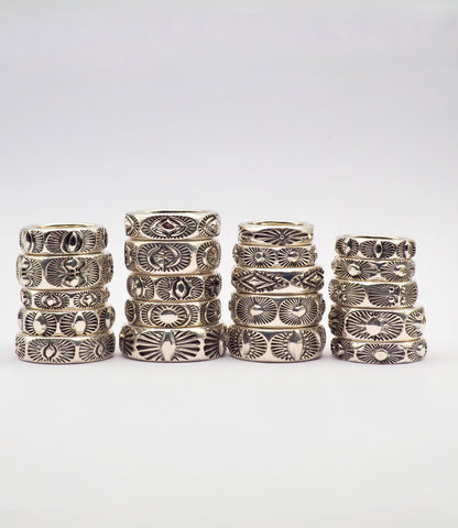 Hand Stamped Sterling Silver Half Round Stacker Rings