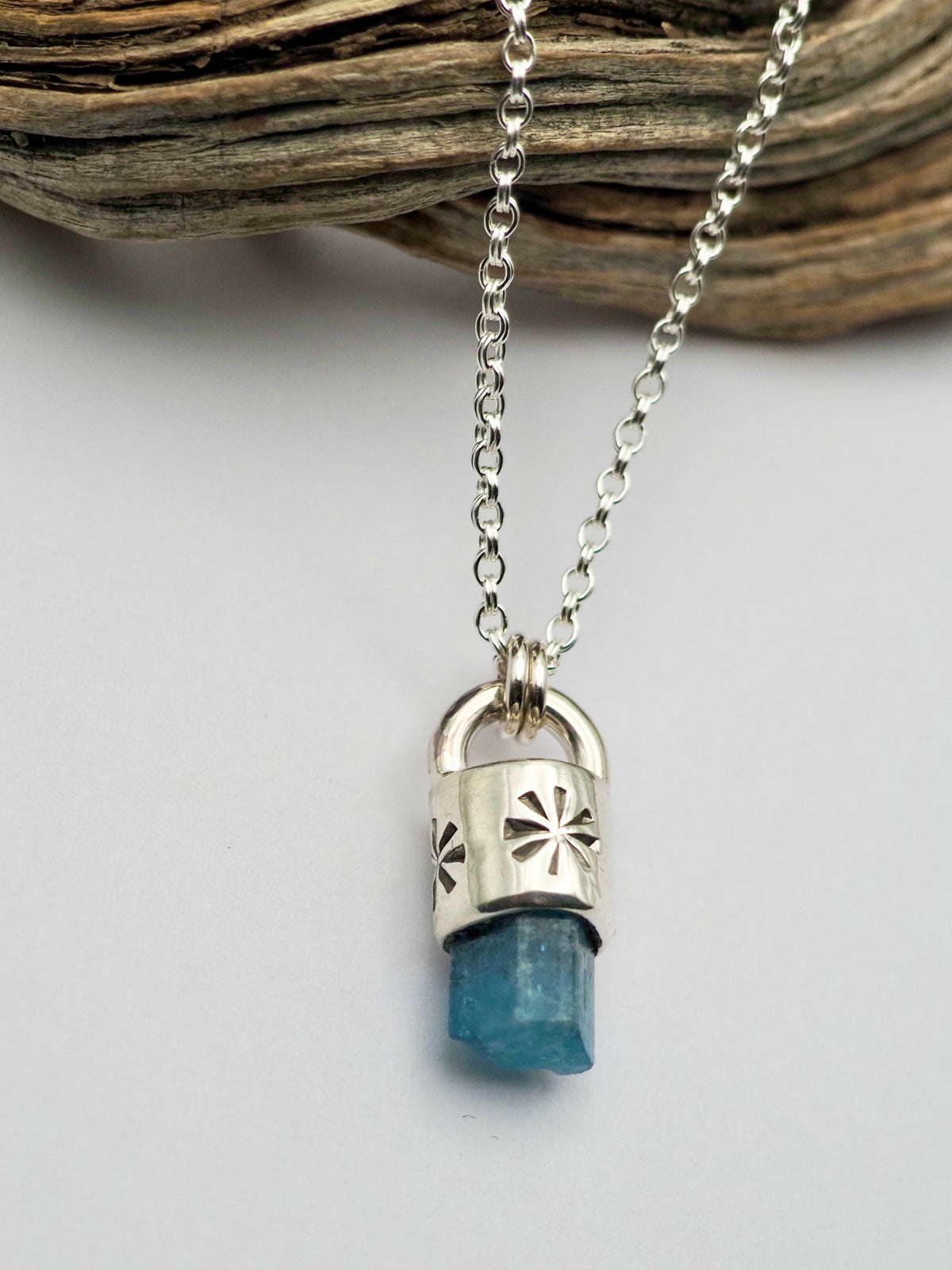 Aquamarine Sparkle Mini Talisman Necklace