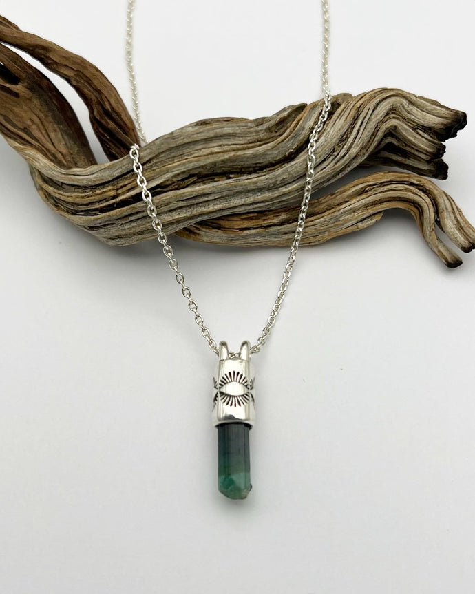 Blue/Green Tourmaline Eye Talisman Necklace