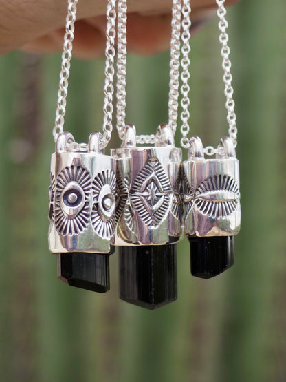 Black Tourmaline Eye Talisman Necklace
