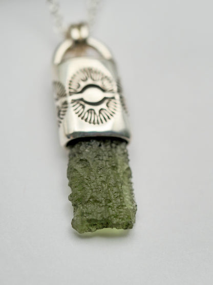 Moldavite Portal/Eye Talisman Necklace