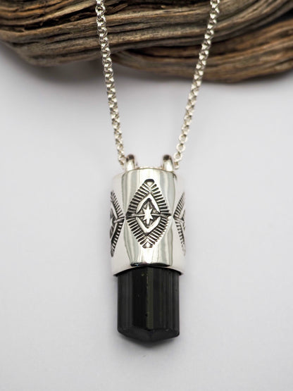 Black Tourmaline Mesquite Talisman Necklace