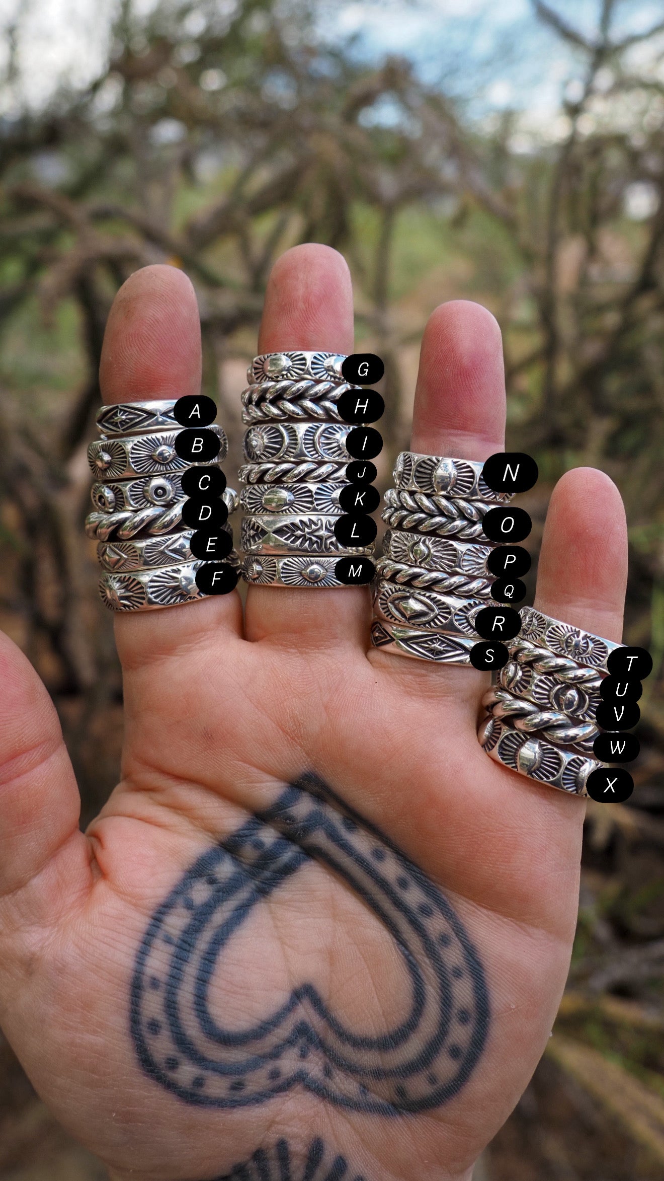 Sterling Silver Half Round and Twist Stacker Rings