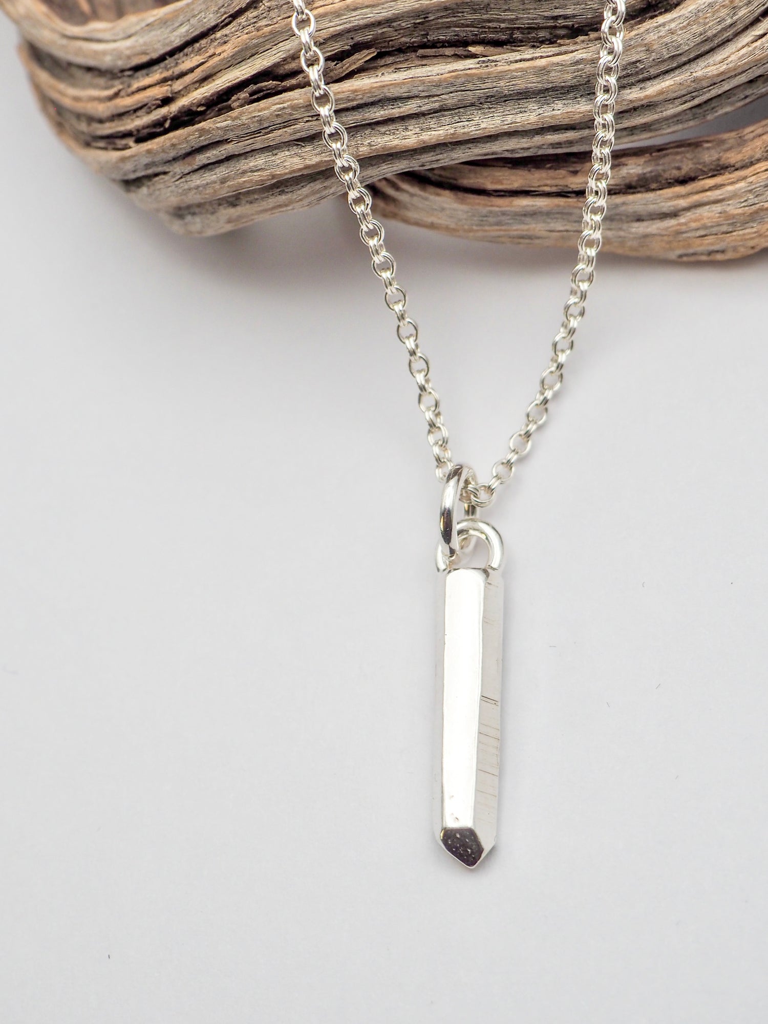 Small Cast Crystal Sterling Silver Necklace