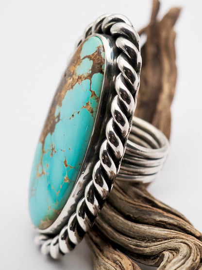 Royston Turquoise Heavyweight Twist Border Ring size 10