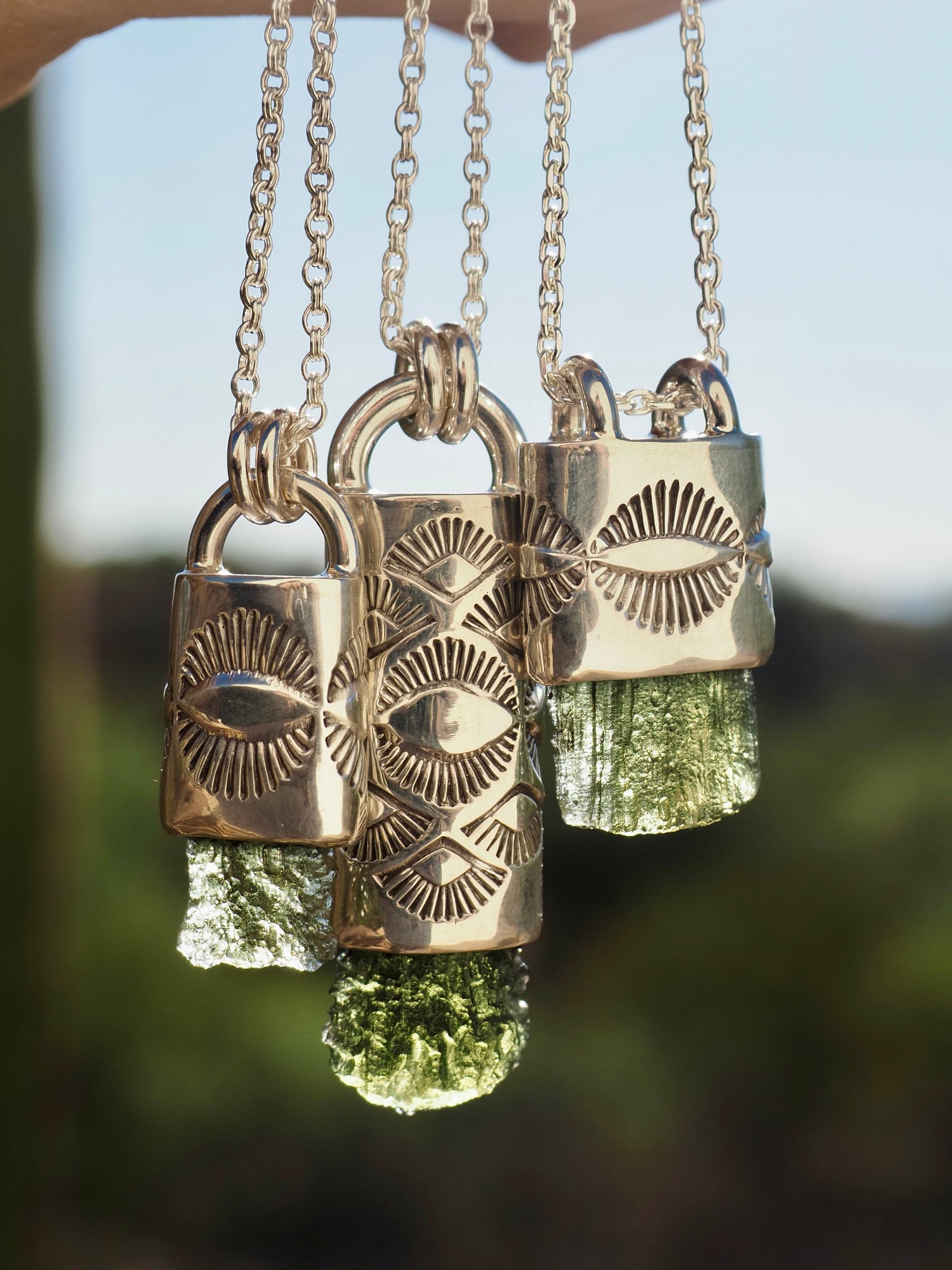Moldavite Eye Talisman Necklace