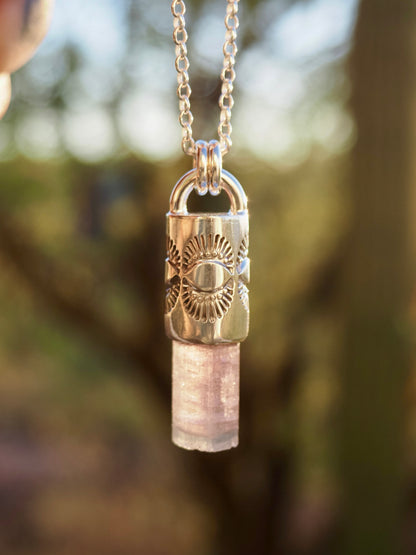 Pink/Blue Tourmaline Eye/Dot Talisman Necklace
