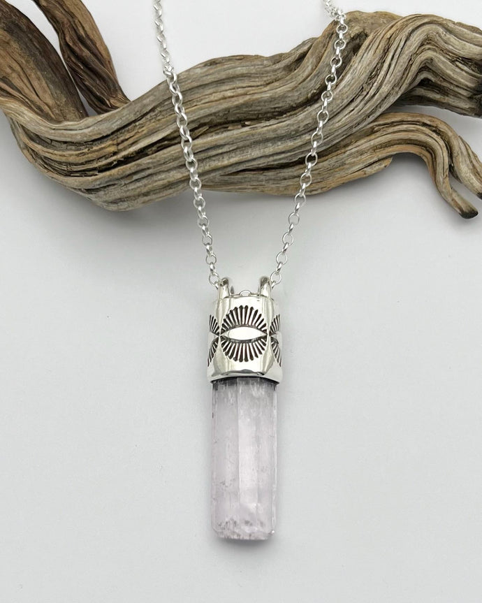 Polished Pink Kunzite Eye Talisman Necklace