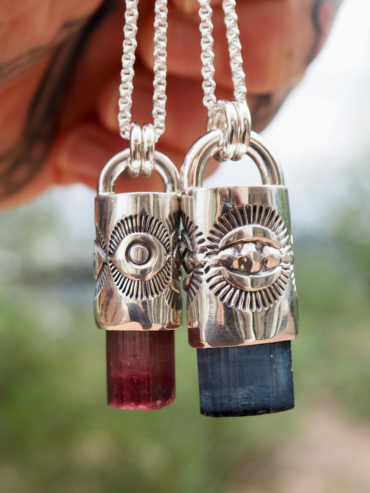Rubellite Tourmaline Eye Talisman Necklace