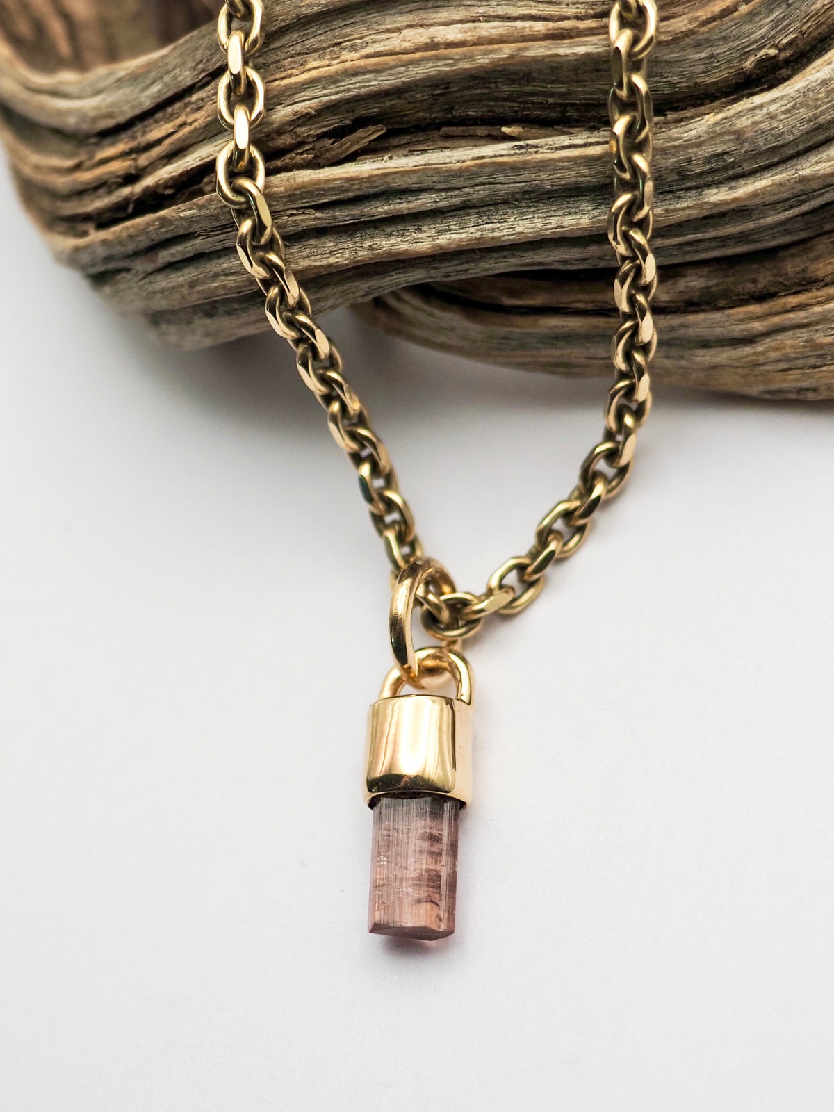 Pink Tourmaline 14k Gold Talisman