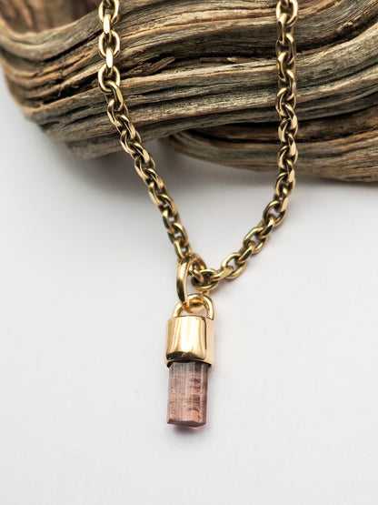Pink Tourmaline 14k Gold Talisman