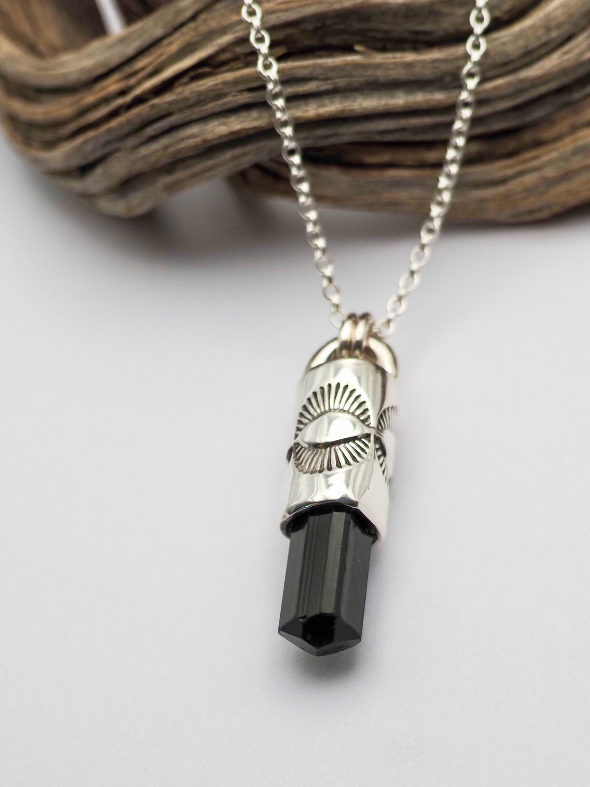 Black Tourmaline Eye Talisman Necklace