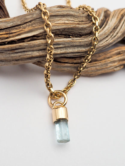 Namibian Aquamarine 14k Gold Pendant