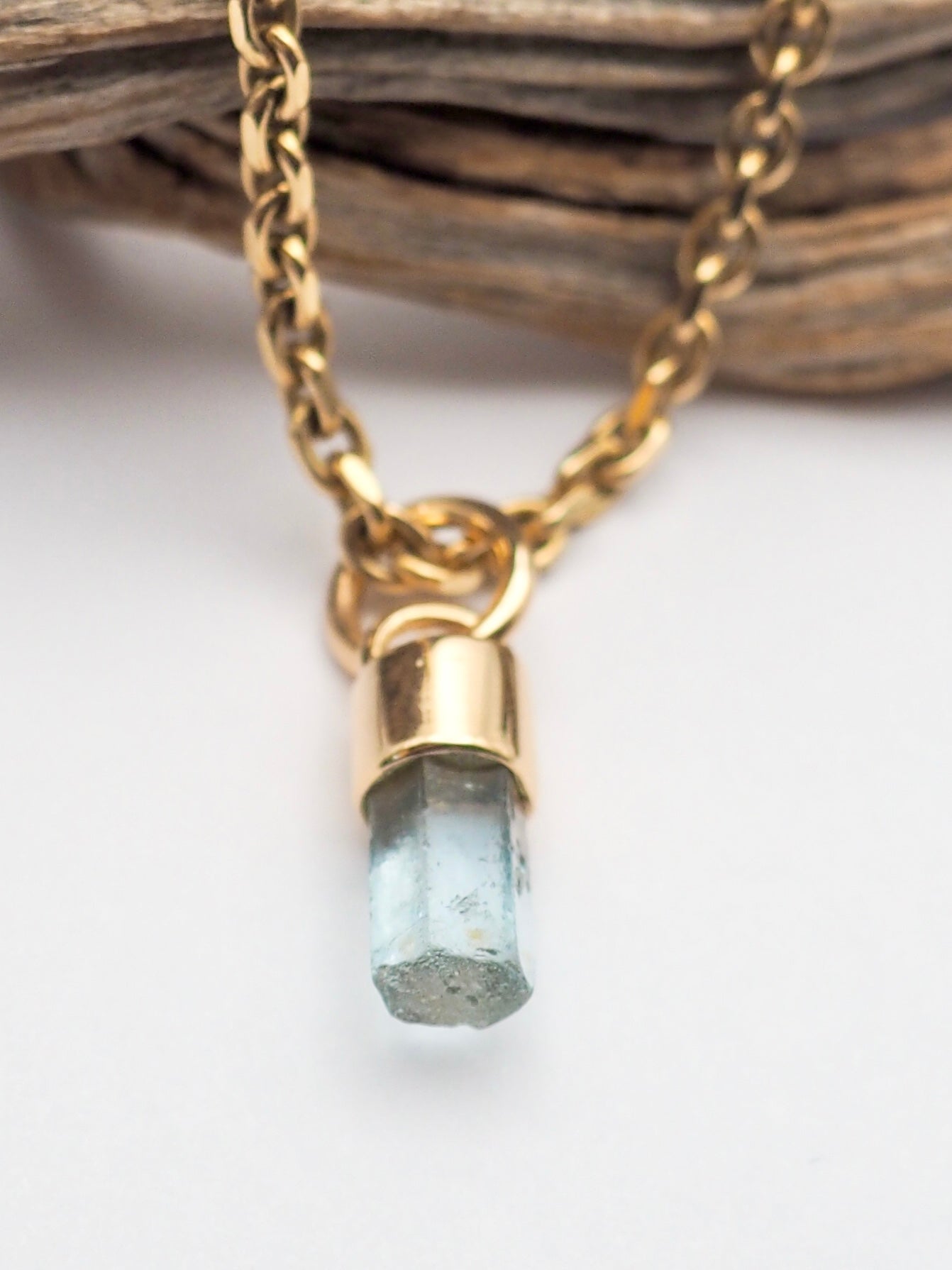 Namibian Aquamarine 14k Gold Pendant