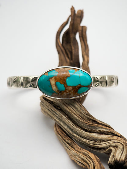 Montezuma Royston Turquoise Eyes Heavyweight Stacker Cuff XL