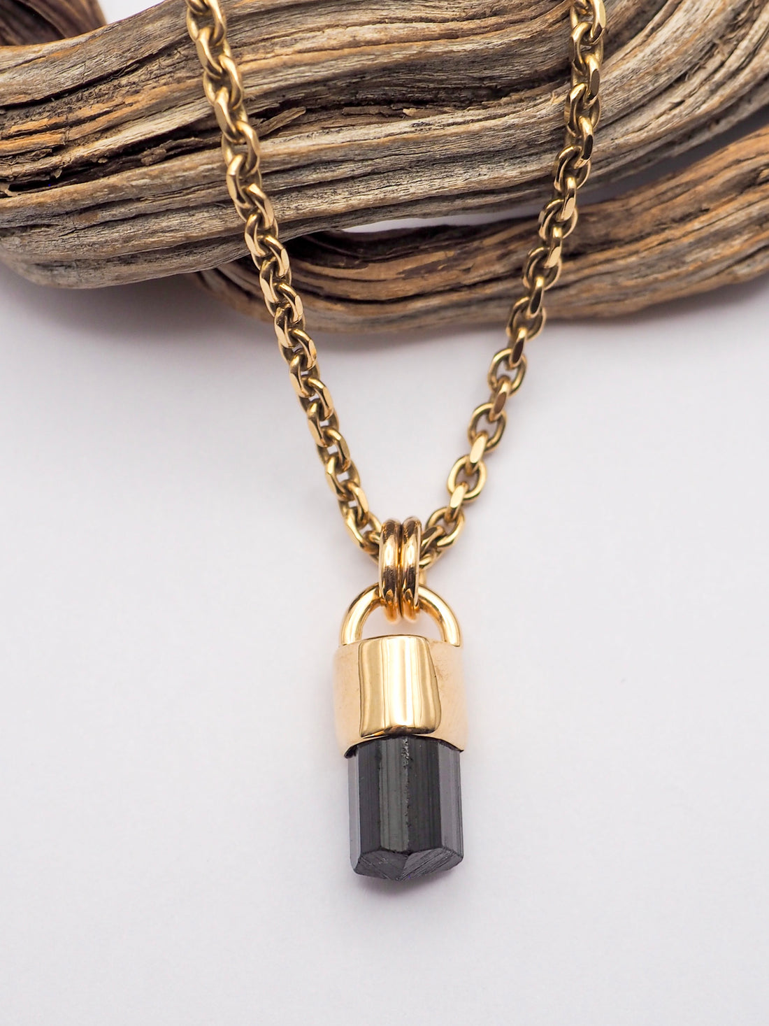 Black Tourmaline 14k Gold Talisman E
