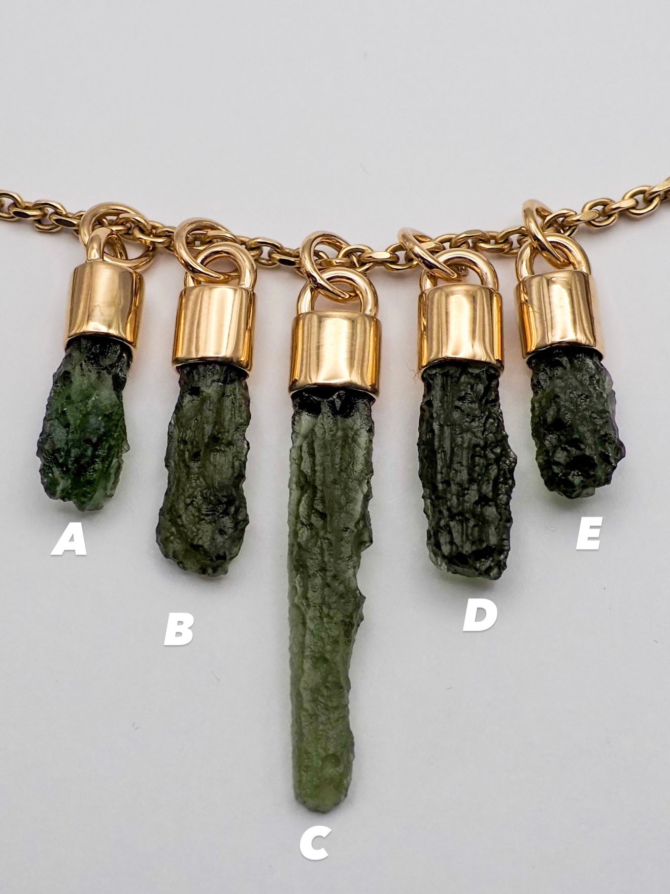 Moldavite 14k Gold Pendants