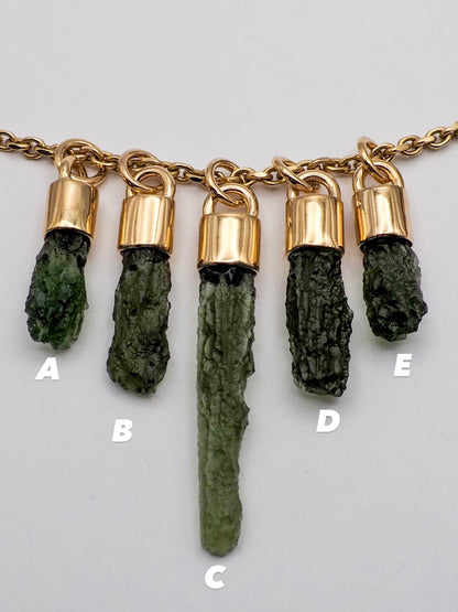 Moldavite 14k Gold Pendants