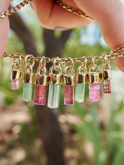 Pink Tourmaline 14k Gold Talisman