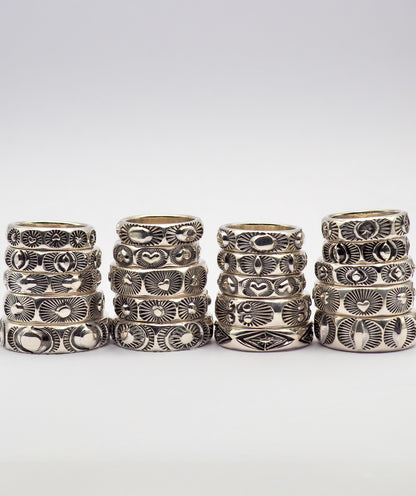 Hand Stamped Sterling Silver Half Round Stacker Rings