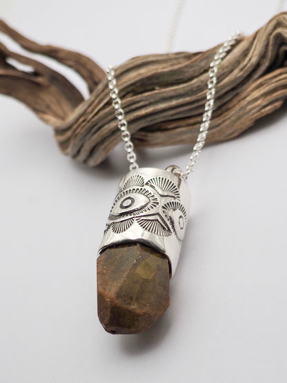 Mali Yellow Garnet Eye/Fan Talisman Necklace