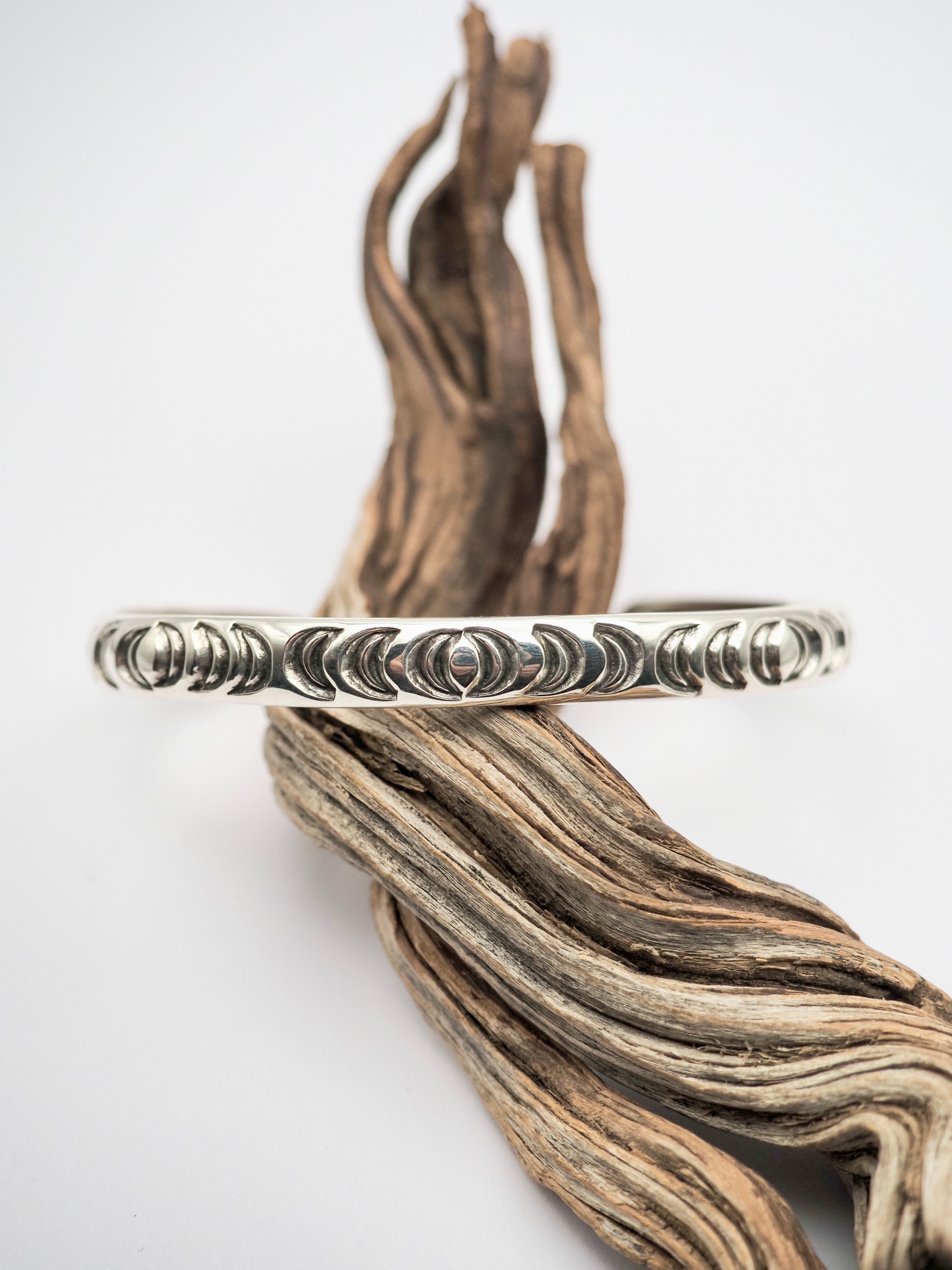 MTO Crescent Moon Hand Stamped Stacker Cuff