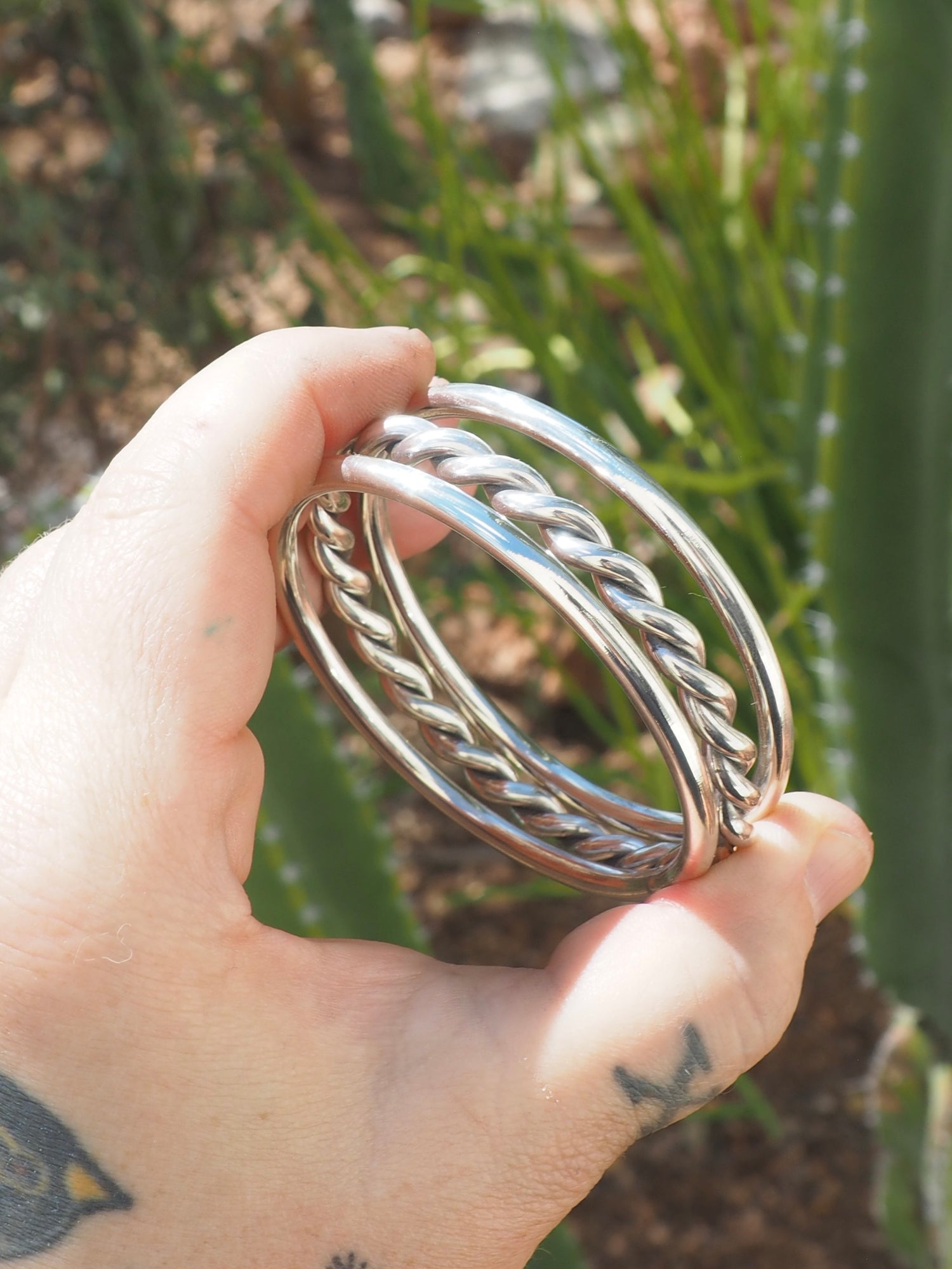 8g Sterling Silver Twist Bangle XS