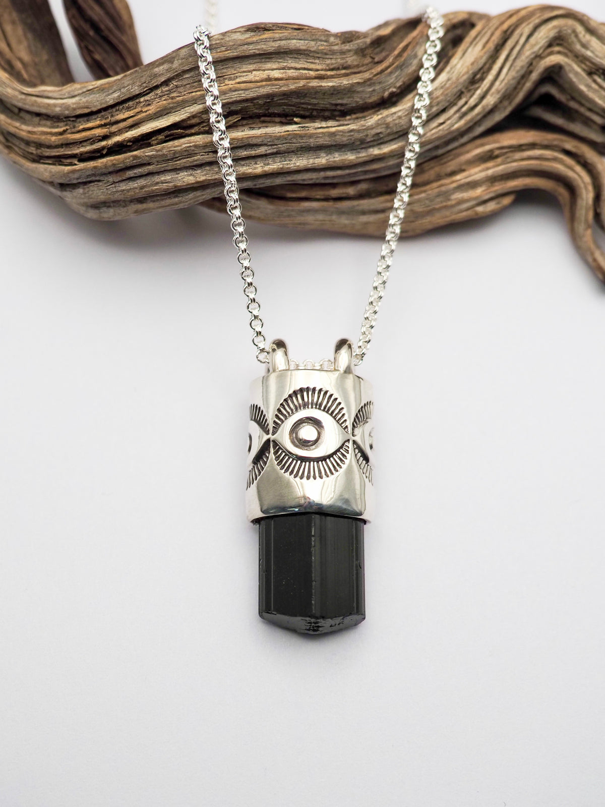 Black Tourmaline Eye Talisman Necklace