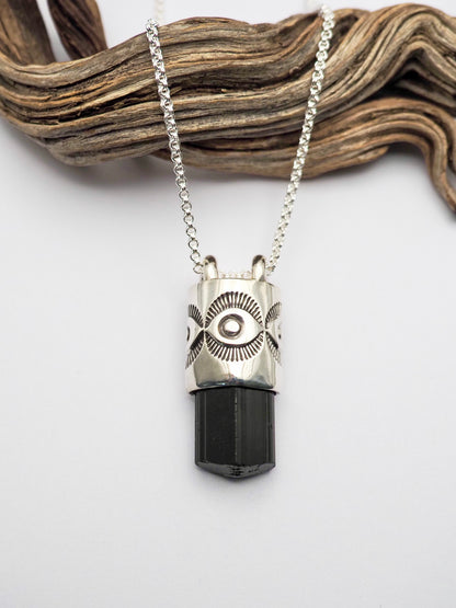 Black Tourmaline Eye Talisman Necklace