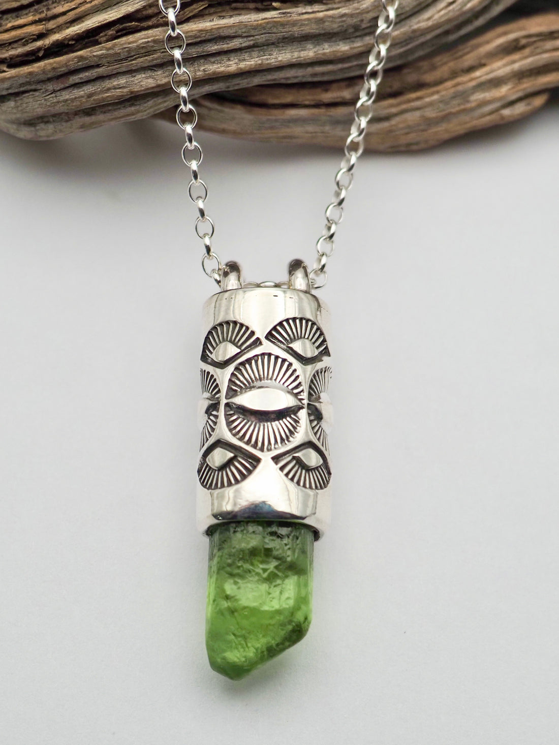 Peridot Eye/Fan Talisman Necklace
