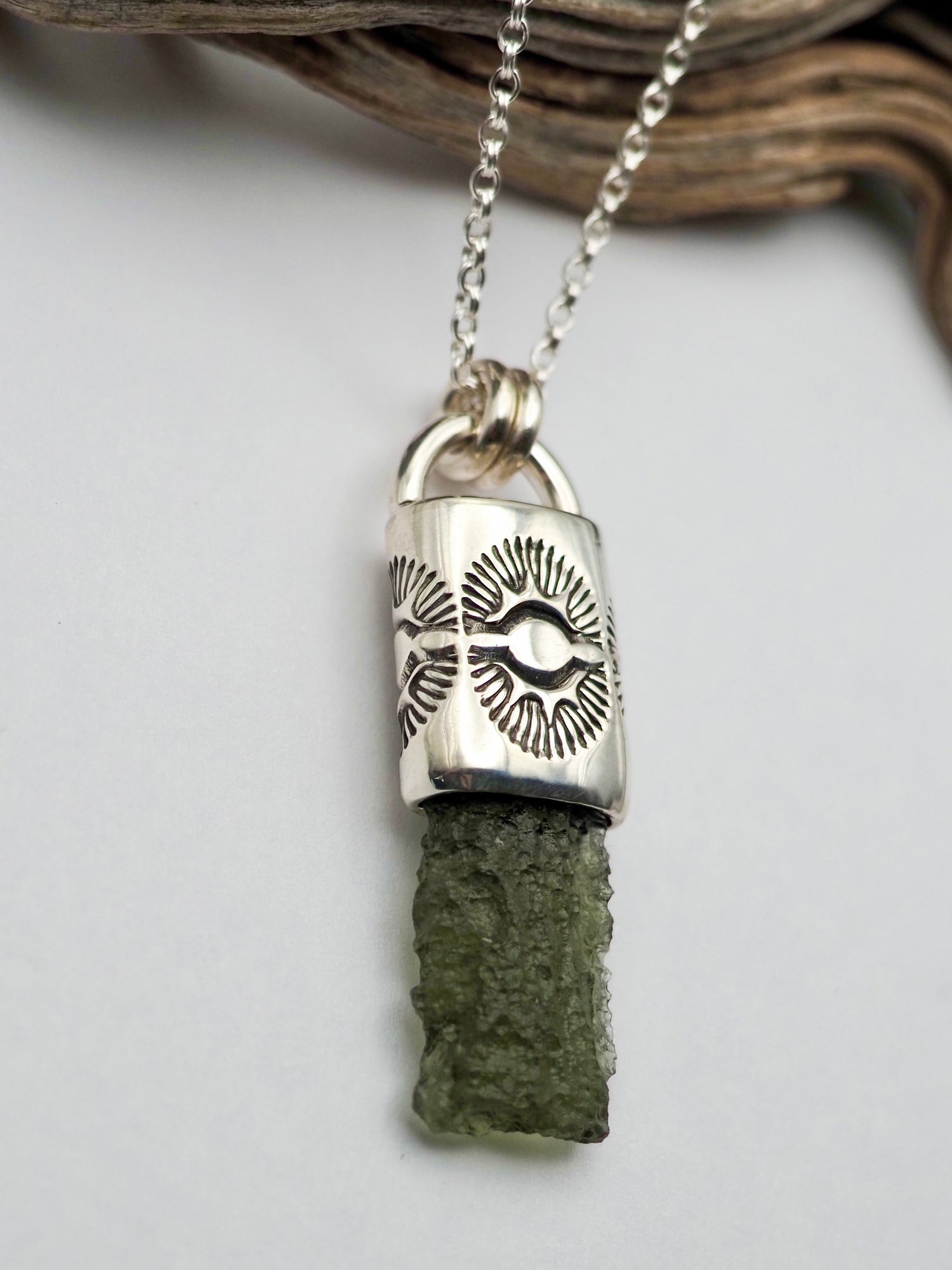 Moldavite Portal/Eye Talisman Necklace
