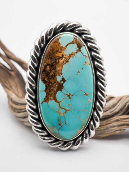 Royston Turquoise Heavyweight Twist Border Ring size 10