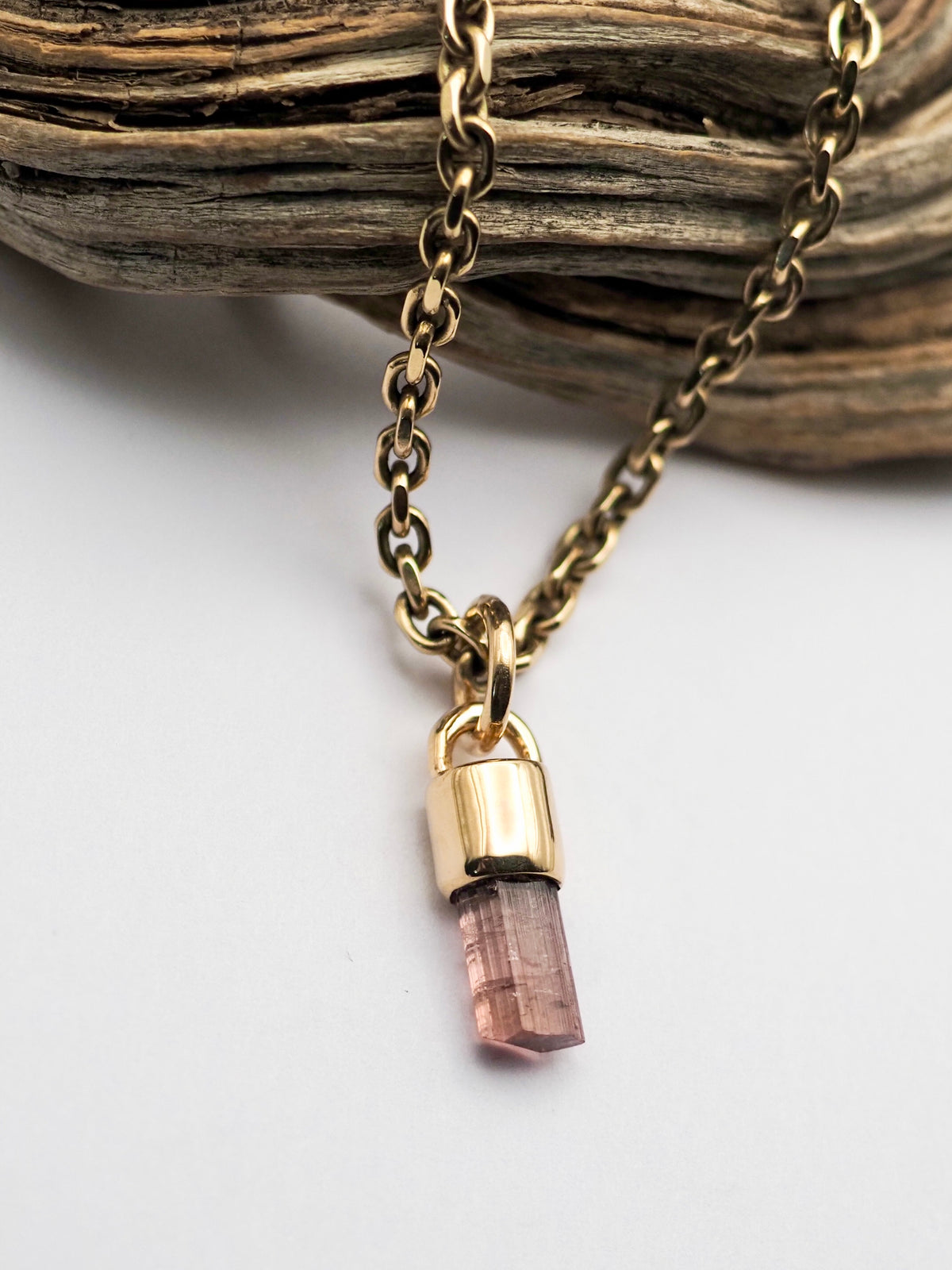 Pink Tourmaline 14k Gold Talisman