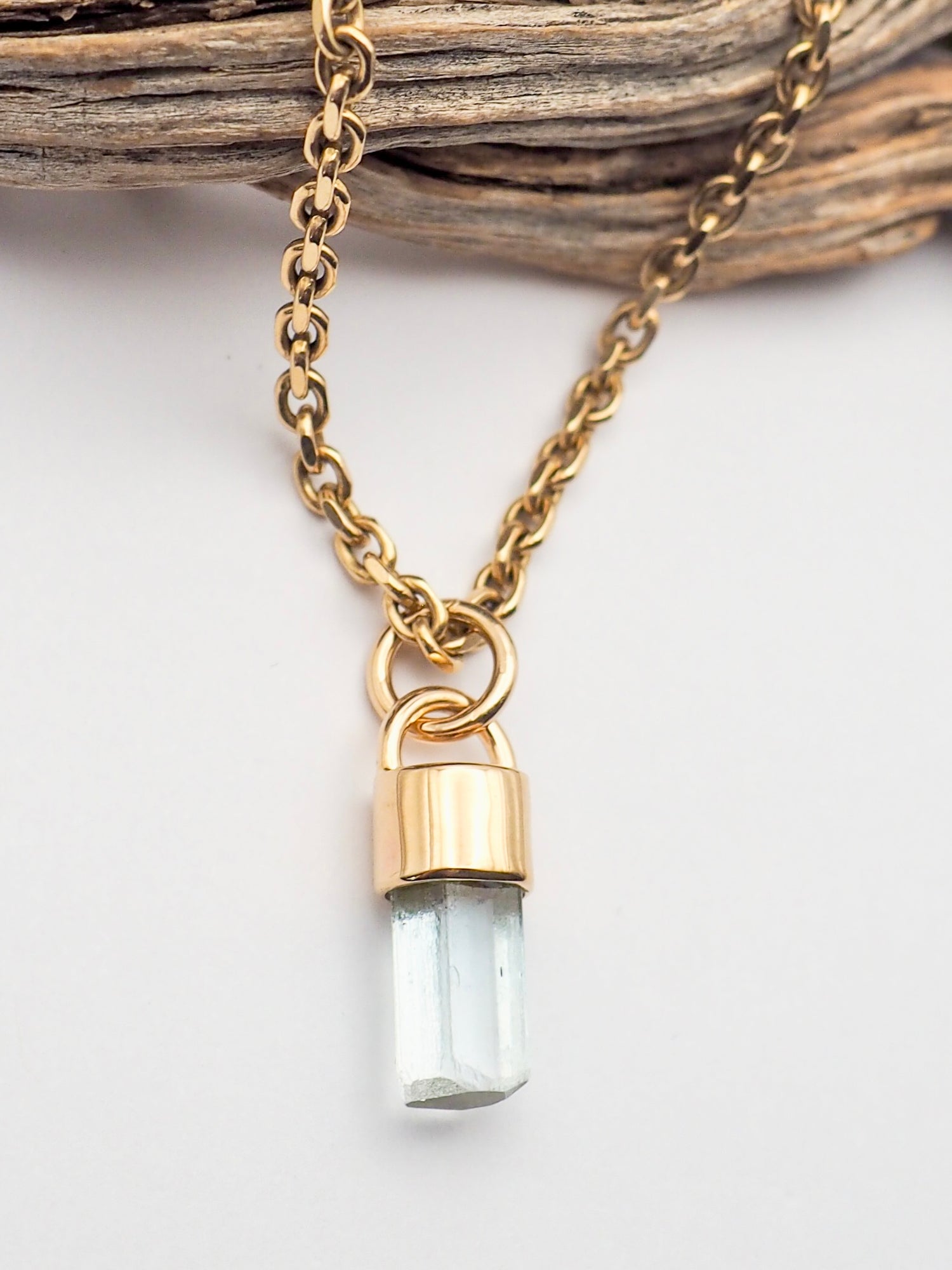 Cambodian Aquamarine 14k Gold Pendant