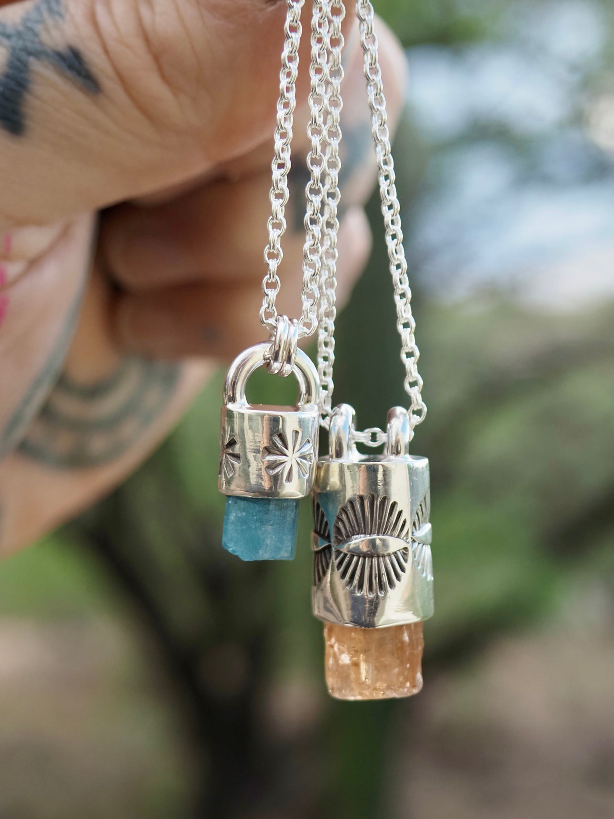Aquamarine Sparkle Mini Talisman Necklace