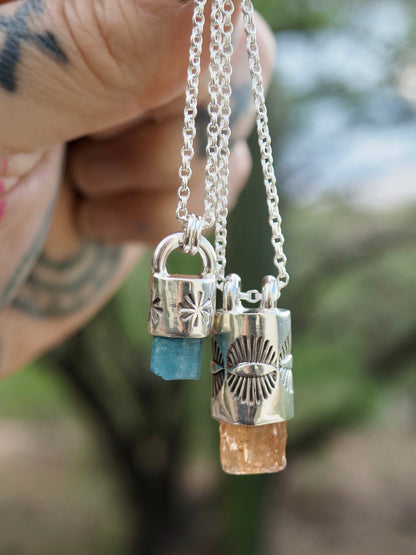 Aquamarine Sparkle Mini Talisman Necklace
