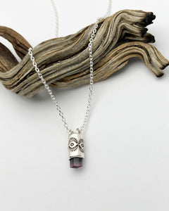 Purple Bi Color Tourmaline Mini Eye Talisman Necklace